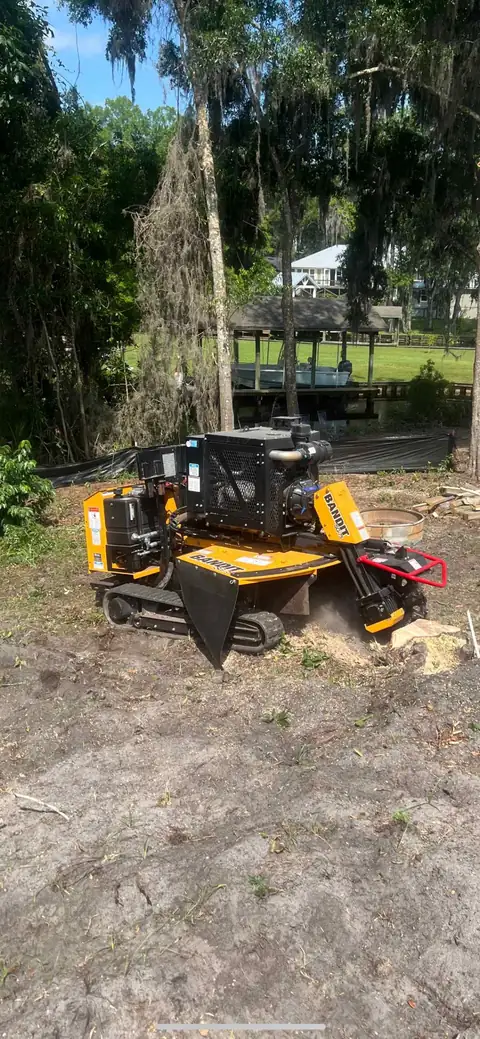 The Bandit SG-75 remote-controlled stump grinder on rubber tracks